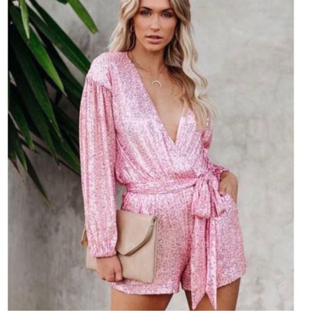 Ontwelfth Sequin Long Sleeve Romper